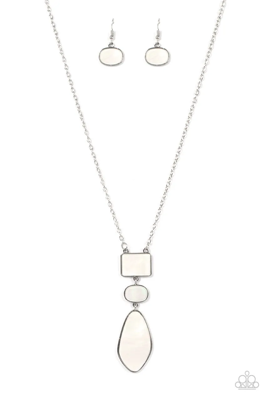 Hidden Cove - White - Seashell Asymmetric Pendant Paparazzi Necklace