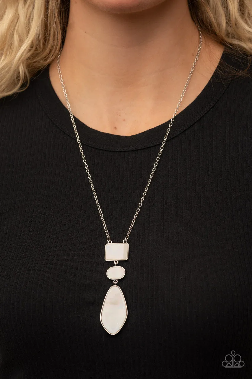 Hidden Cove - White - Seashell Asymmetric Pendant Paparazzi Necklace