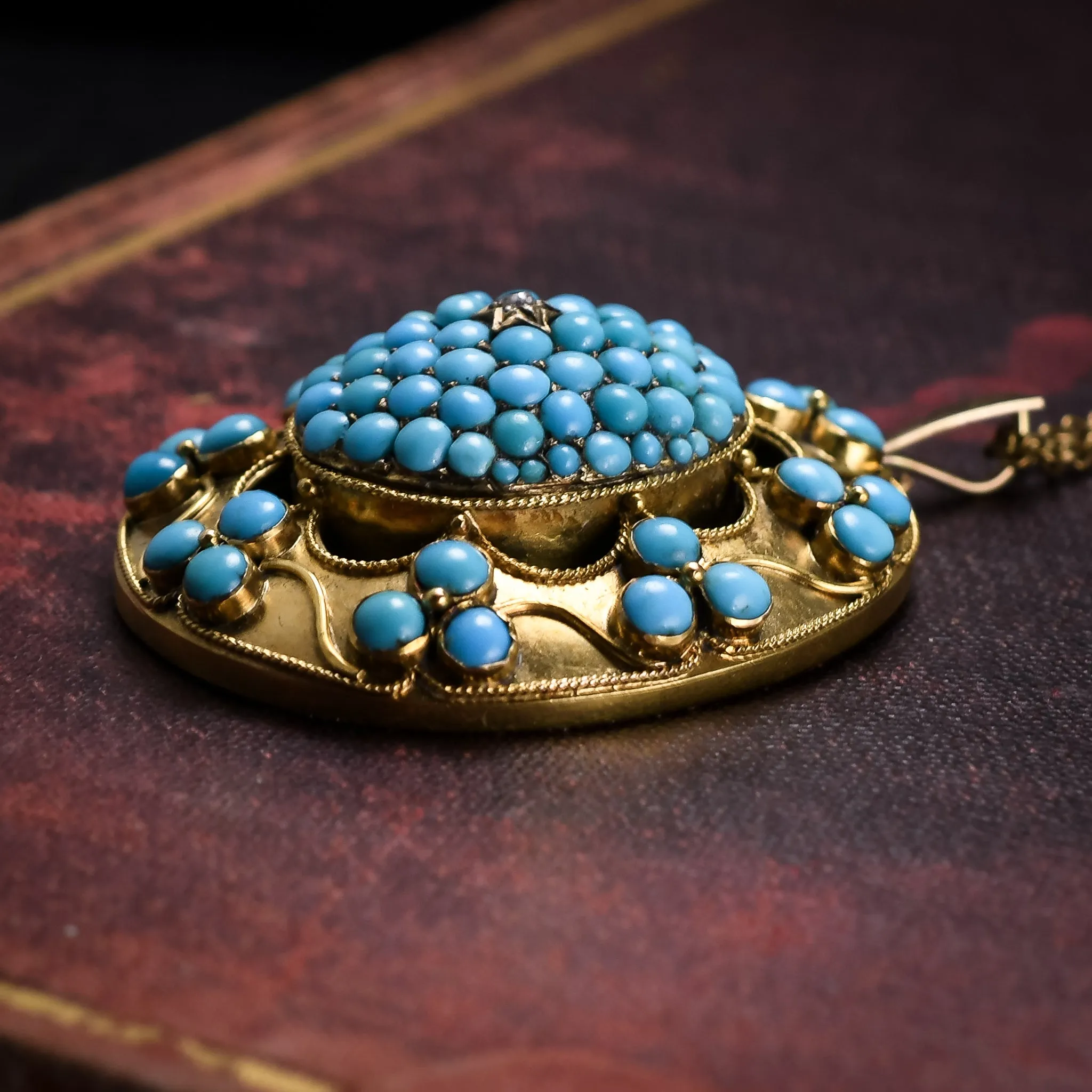 High Victorian Pavé Turquoise Dome Locket