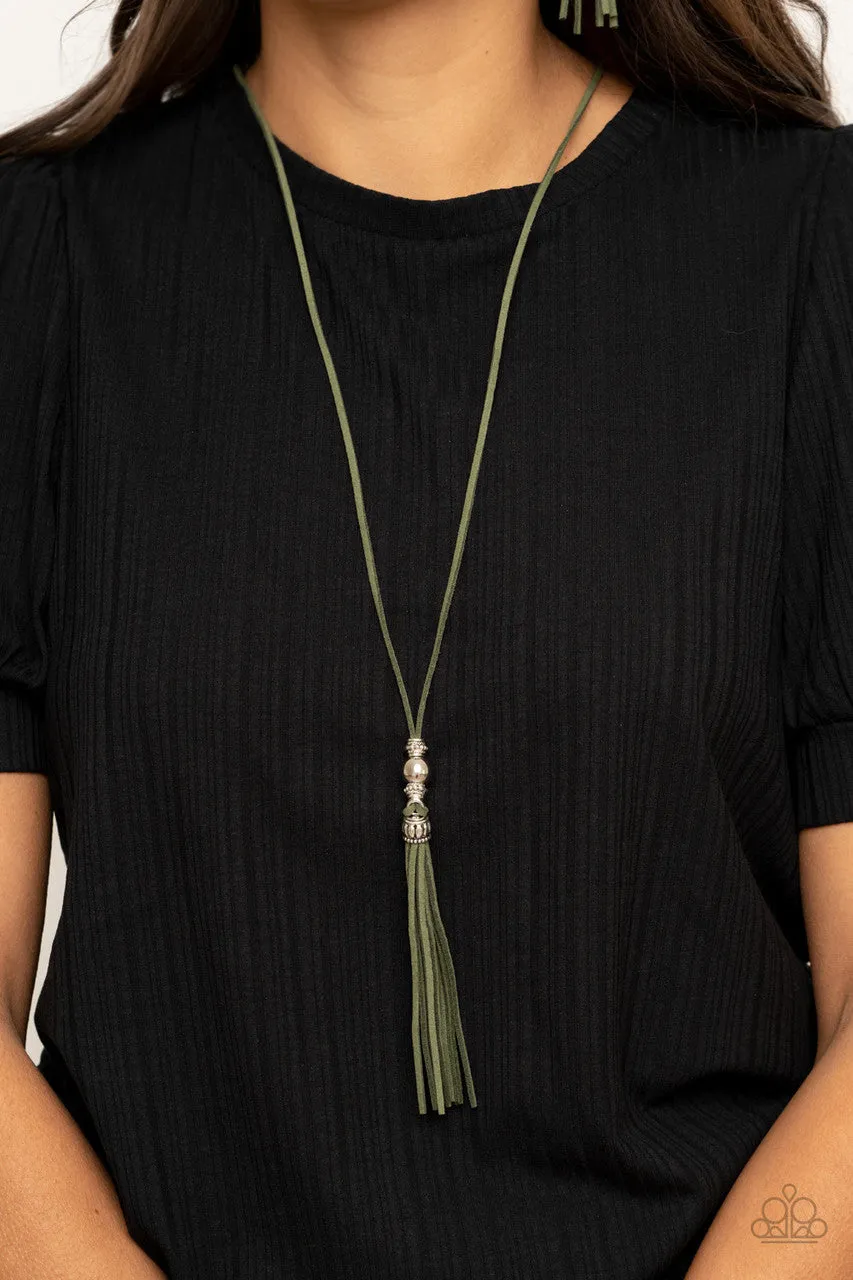 Hold My Tassel Green Paparazzi Necklace