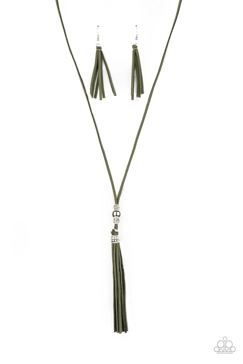 Hold My Tassel Green Paparazzi Necklace