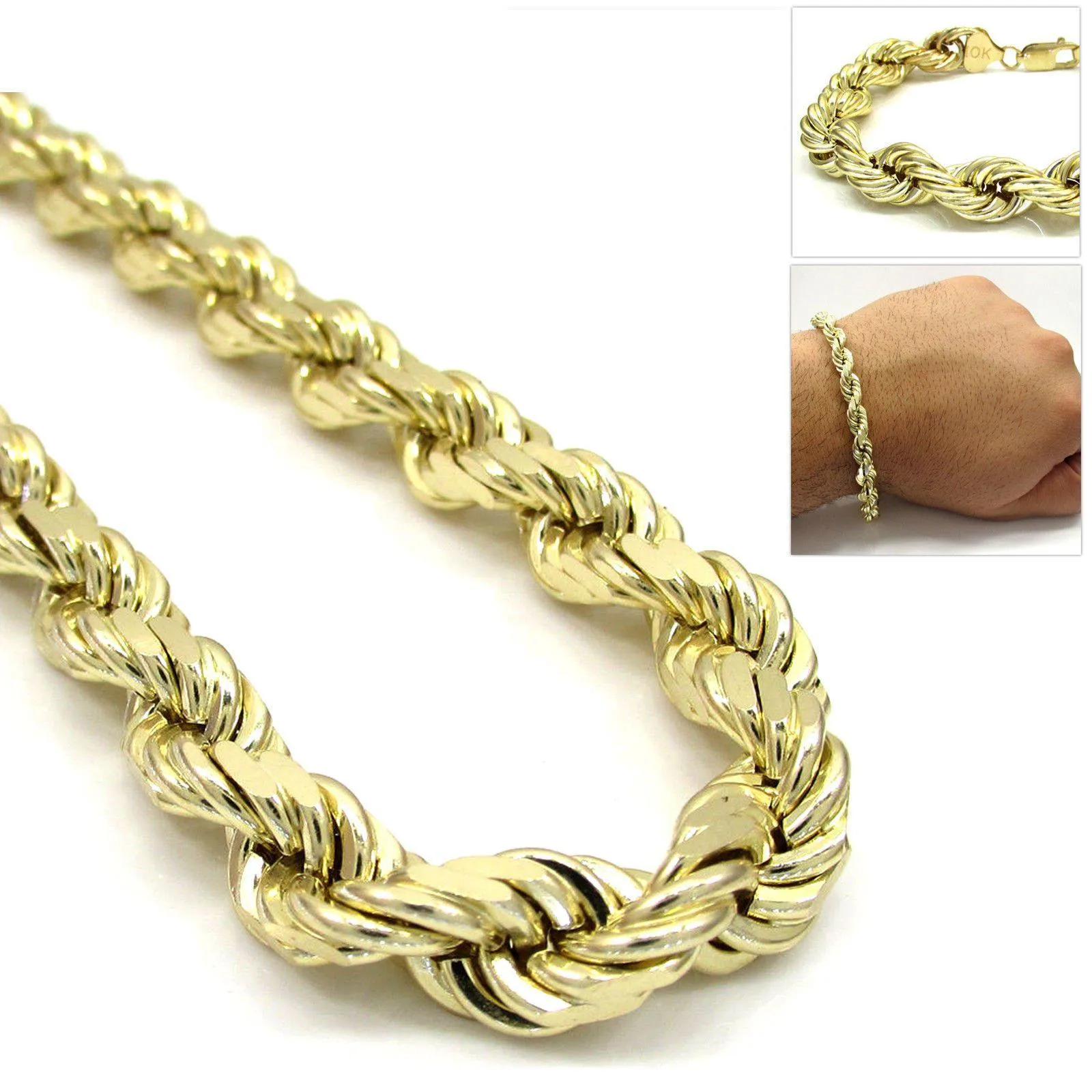 Hollow Chain Bracelet for Men in Yellow Gold Bracelet 2.5MM 8" 1.36 Gram
