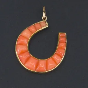 Horseshoe Charm | 14k Gold & Coral Charm