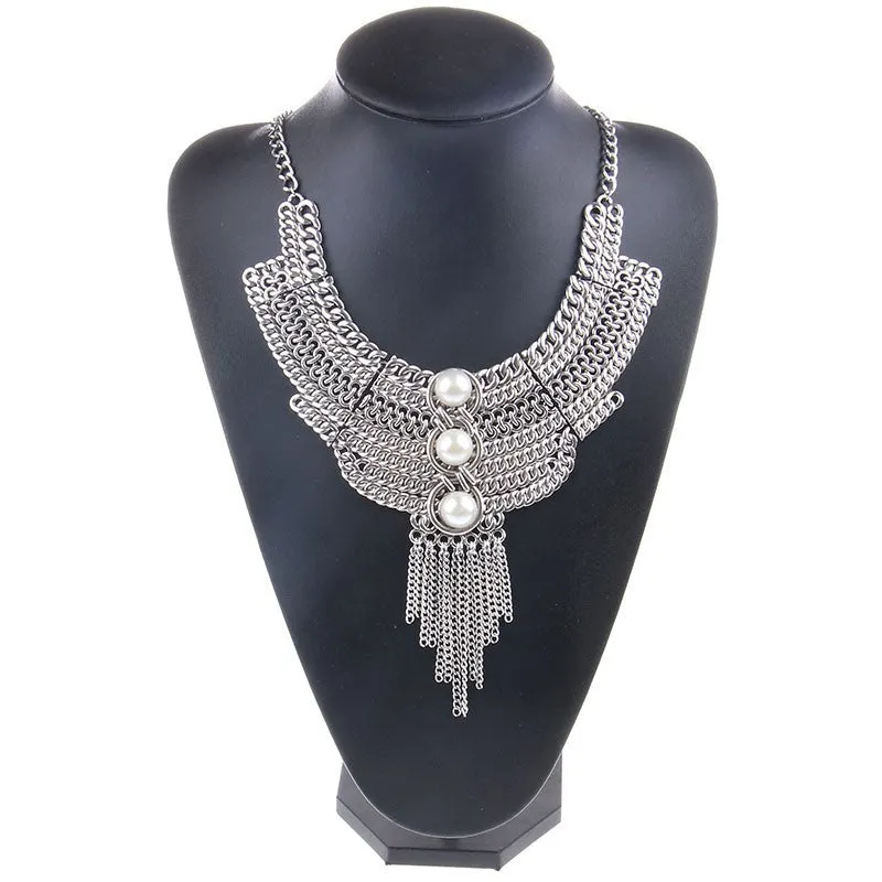 HOT Statement Necklaces & Pendants Vintage Crystal Maxi Choker Silver Collier Femme Boho Big Fashion Women Jewellery