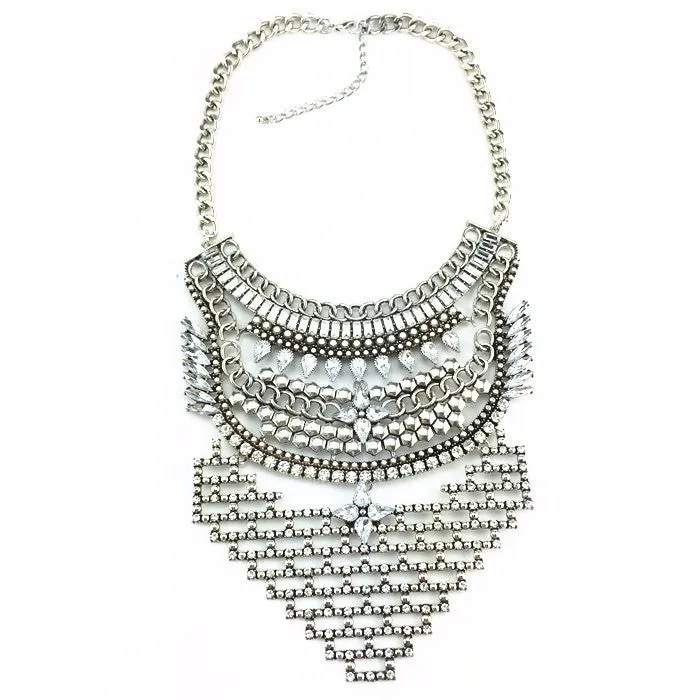HOT Statement Necklaces & Pendants Vintage Crystal Maxi Choker Silver Collier Femme Boho Big Fashion Women Jewellery