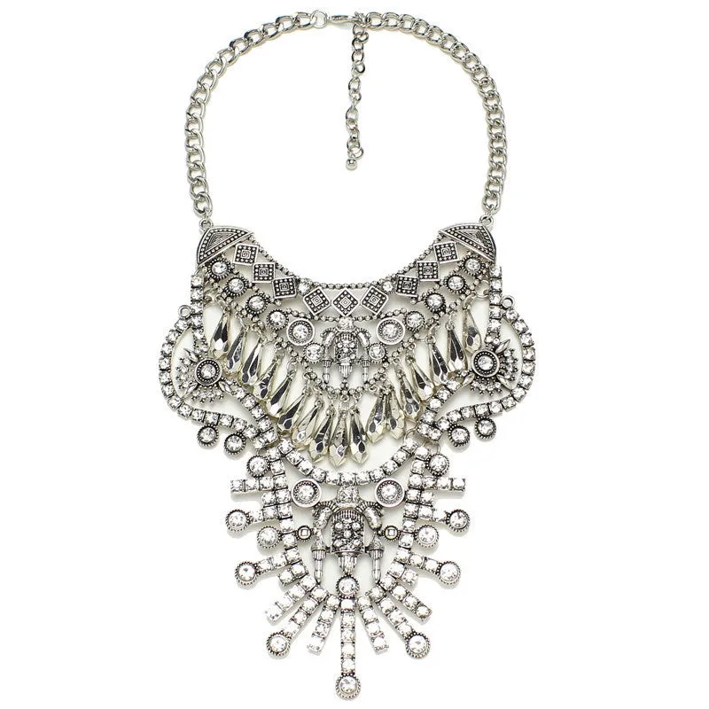 HOT Statement Necklaces & Pendants Vintage Crystal Maxi Choker Silver Collier Femme Boho Big Fashion Women Jewellery