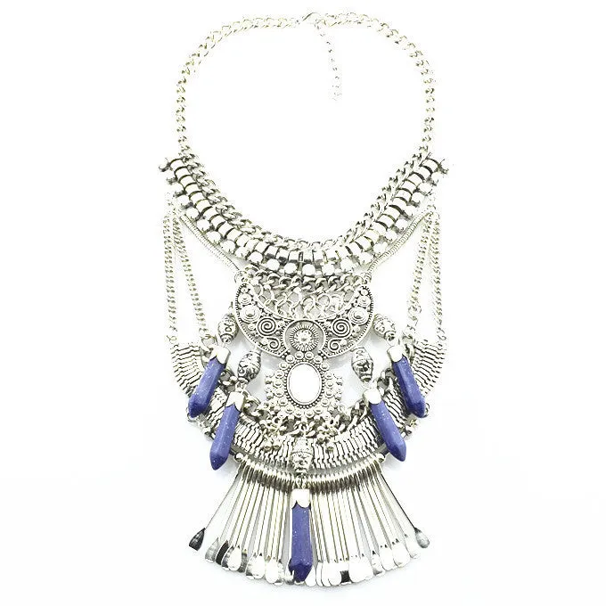 HOT Statement Necklaces & Pendants Vintage Crystal Maxi Choker Silver Collier Femme Boho Big Fashion Women Jewellery