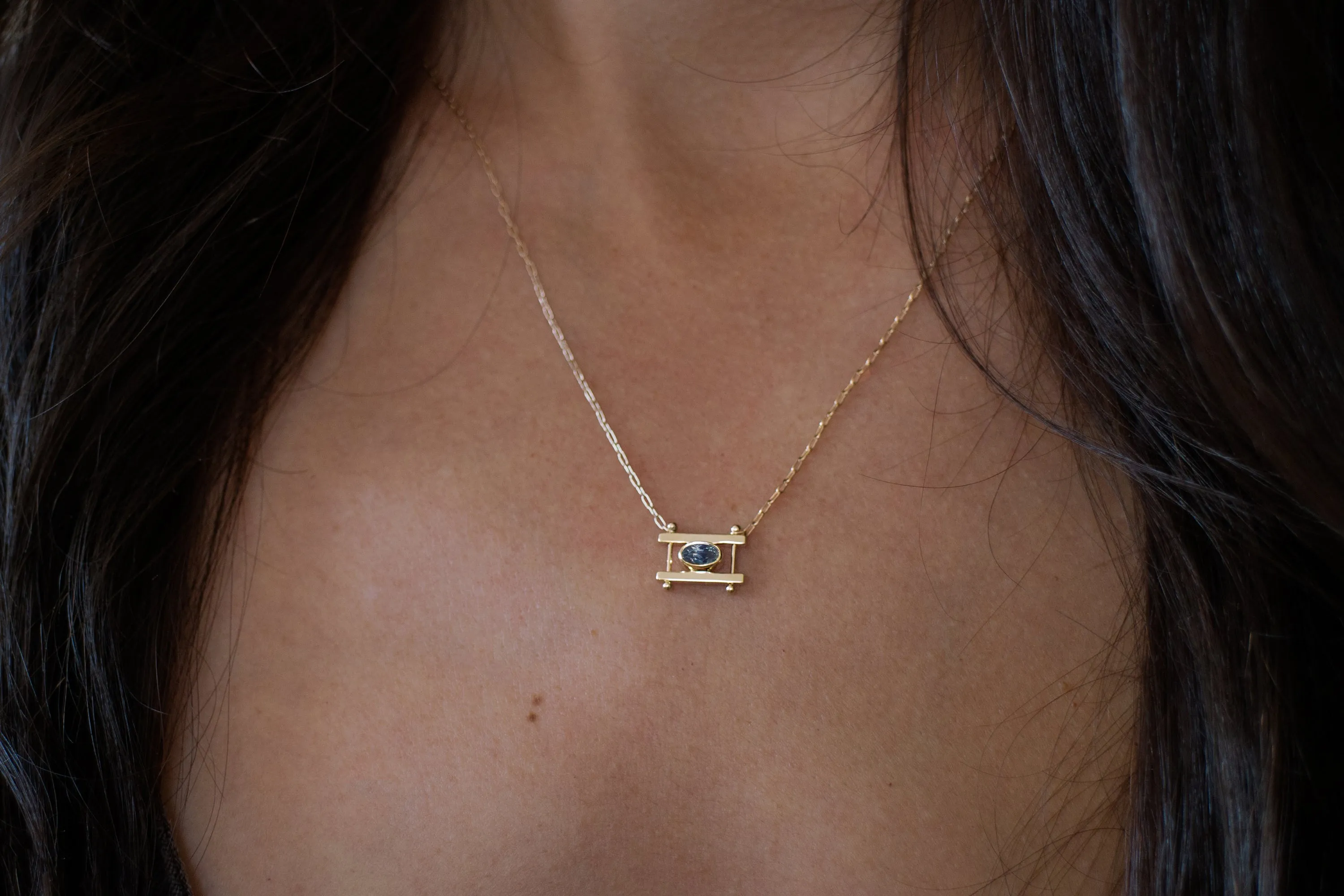In Stock | Indigo Blue Sapphire Oval Kiyo Necklace