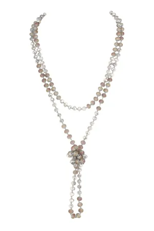 Iridescent Gray Silver Mix Longline Hand Knotted Necklace - Pack of 6
