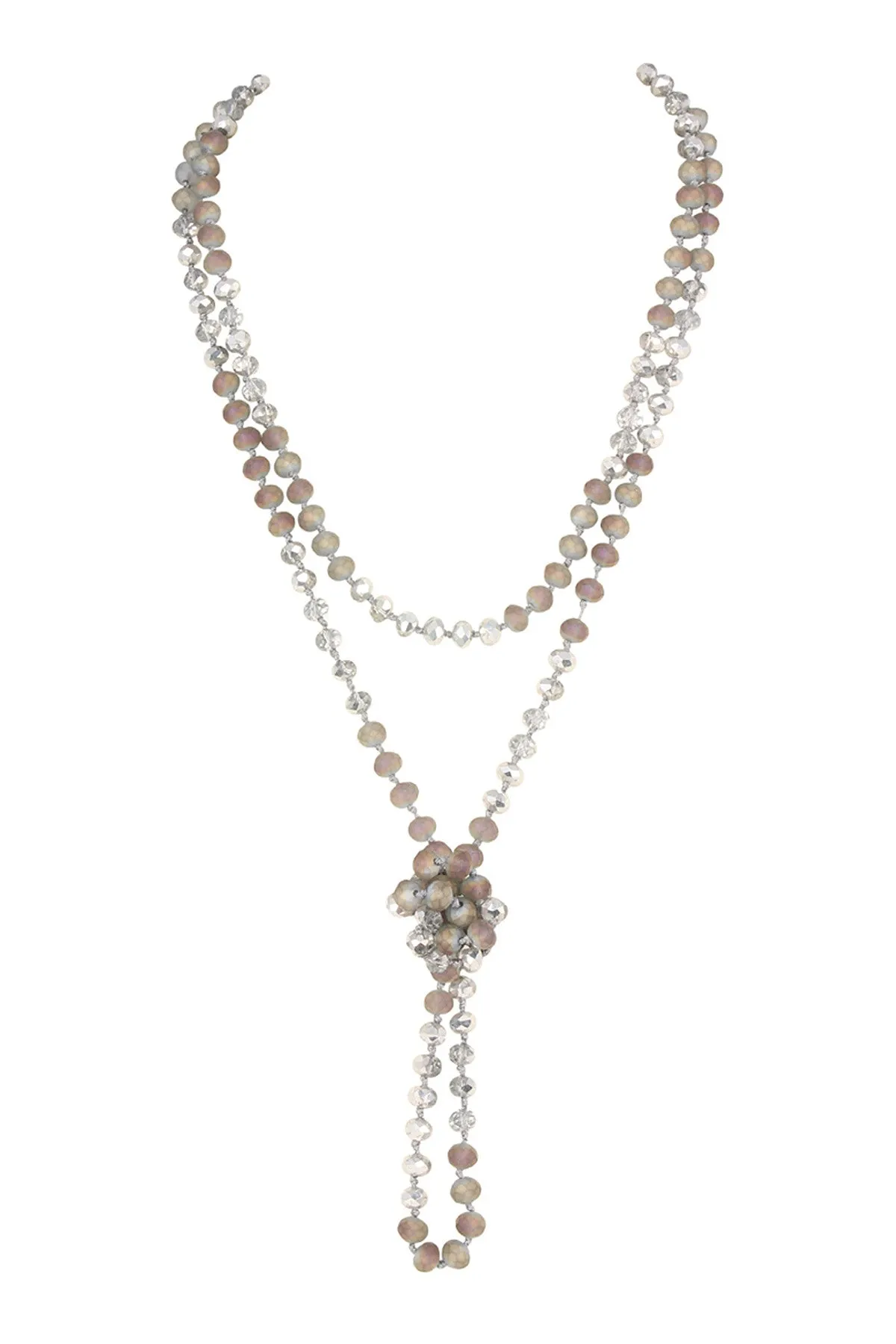 Iridescent Gray Silver Mix Longline Hand Knotted Necklace - Pack of 6