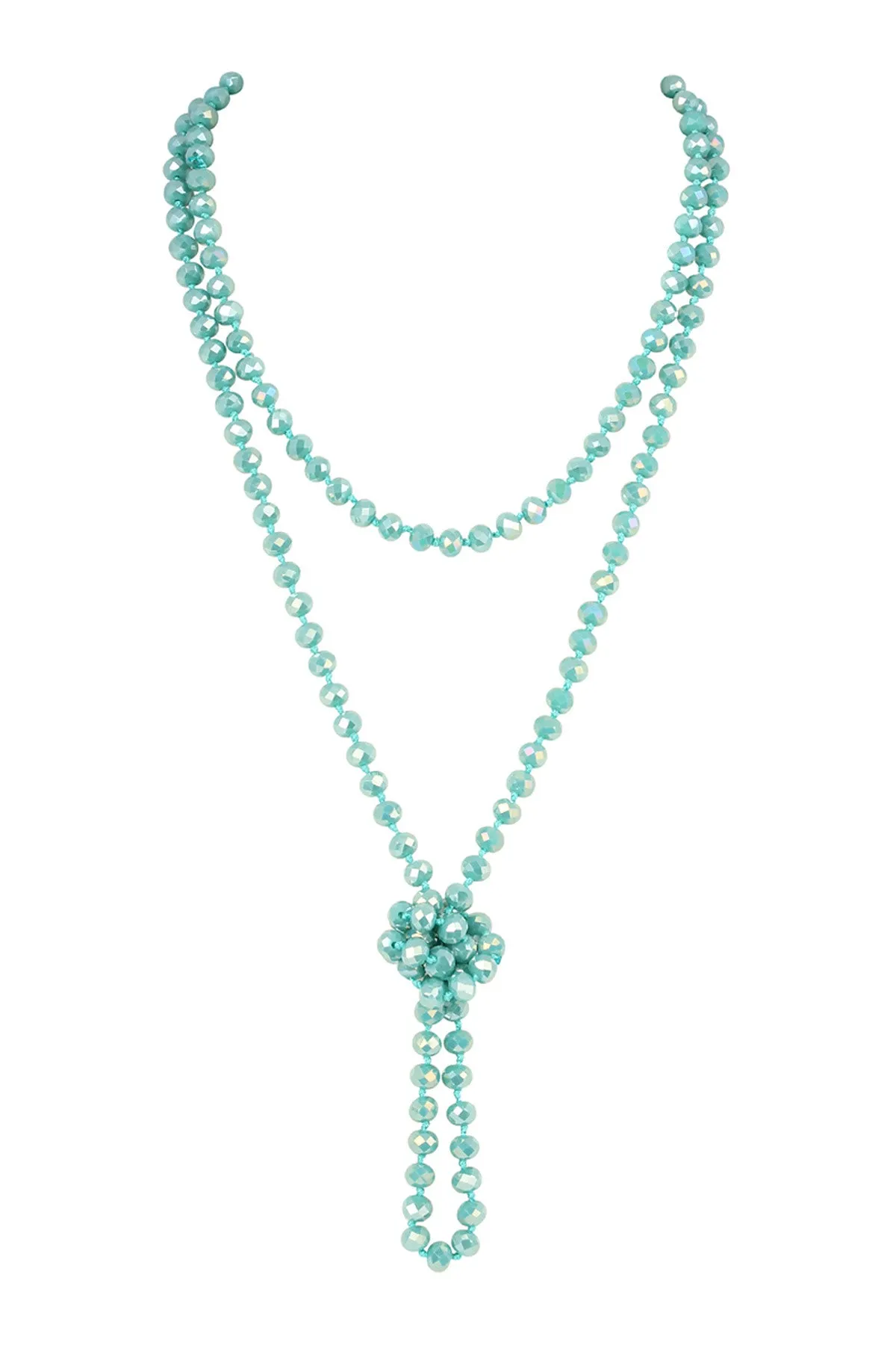 Iridescent Turquoise Longline Hand Knotted Necklace - Pack of 6