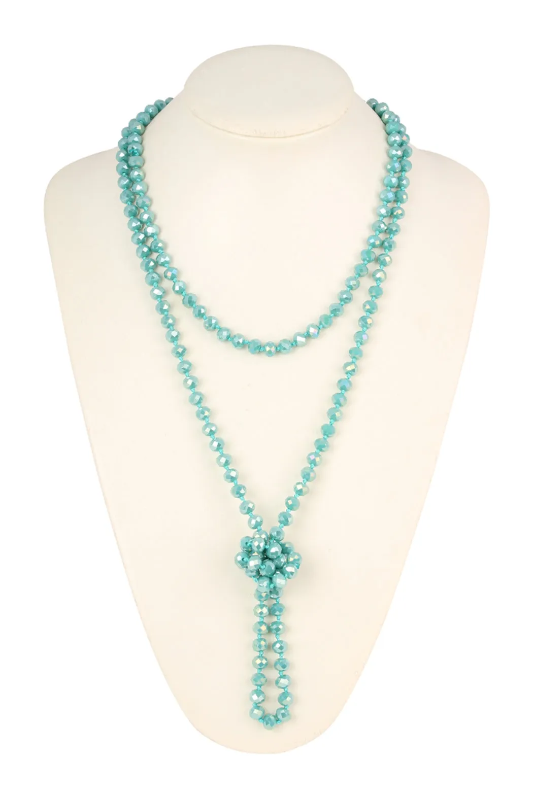 Iridescent Turquoise Longline Hand Knotted Necklace - Pack of 6