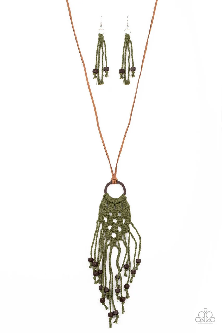 It's Beyond MACRAME! Green Paparazzi Necklace