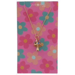 Jane Marie Kids Gold Mushroom With Multi Crystal Dots Necklace