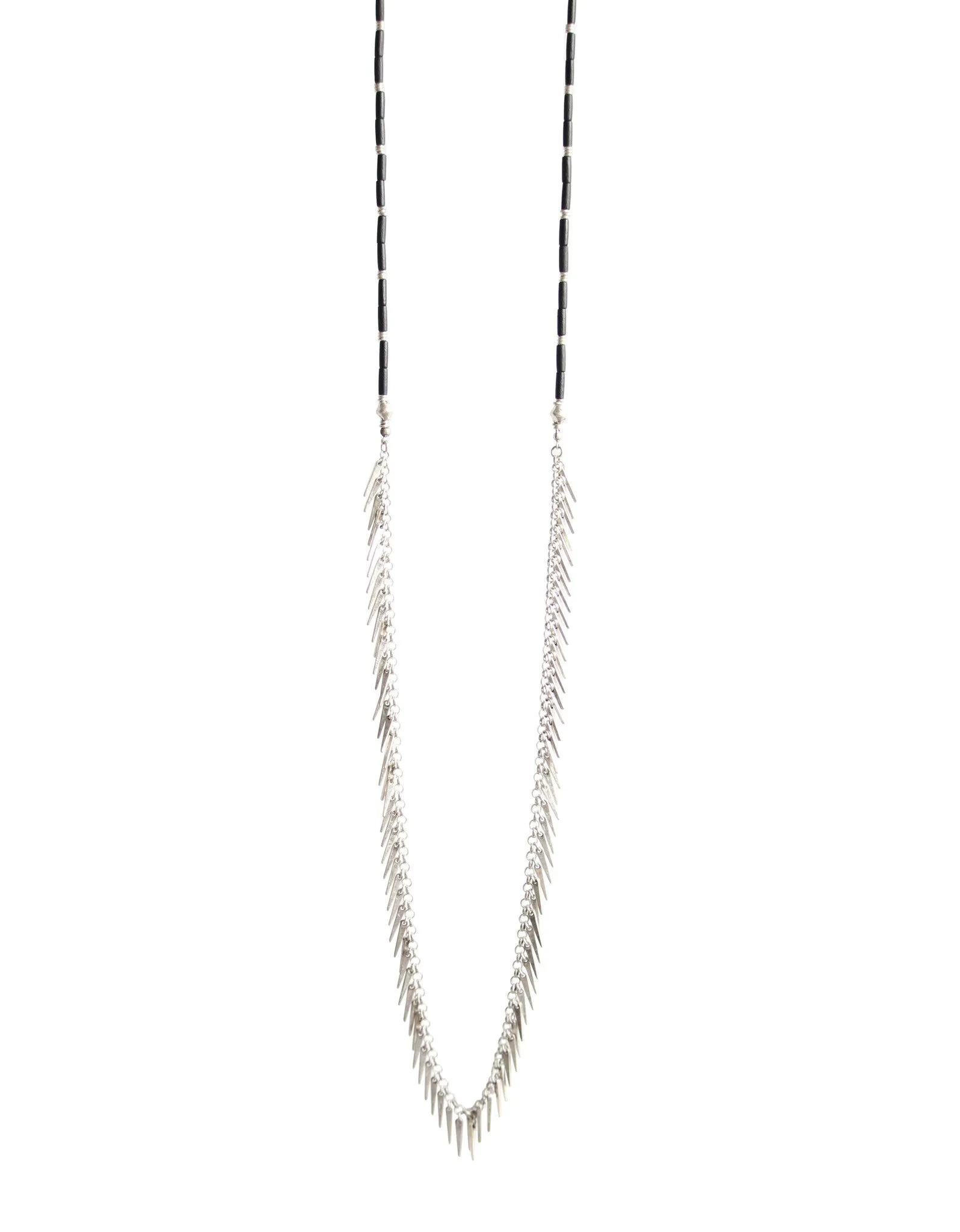 Jenny Bird Palm Rope Necklace in Silver/Black