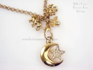 Joan Rivers Moon & Star Charm Pendant Necklace Elephant Clover Bee Charms