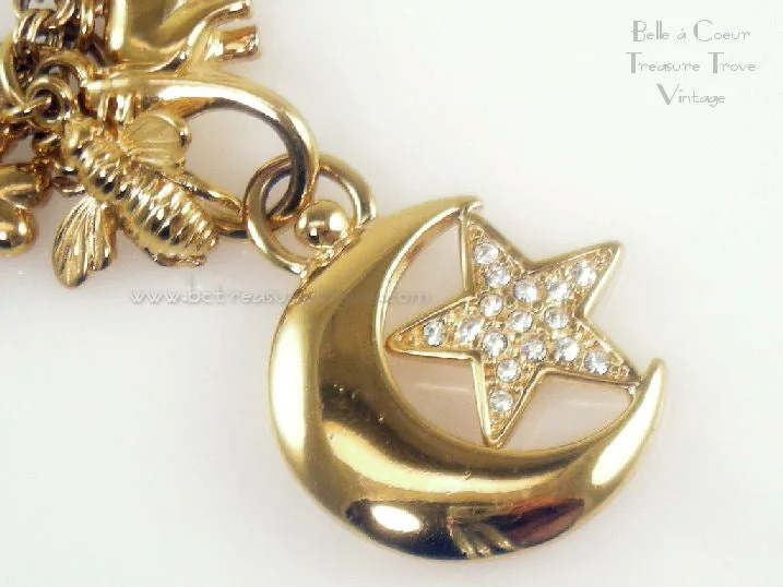 Joan Rivers Moon & Star Charm Pendant Necklace Elephant Clover Bee Charms