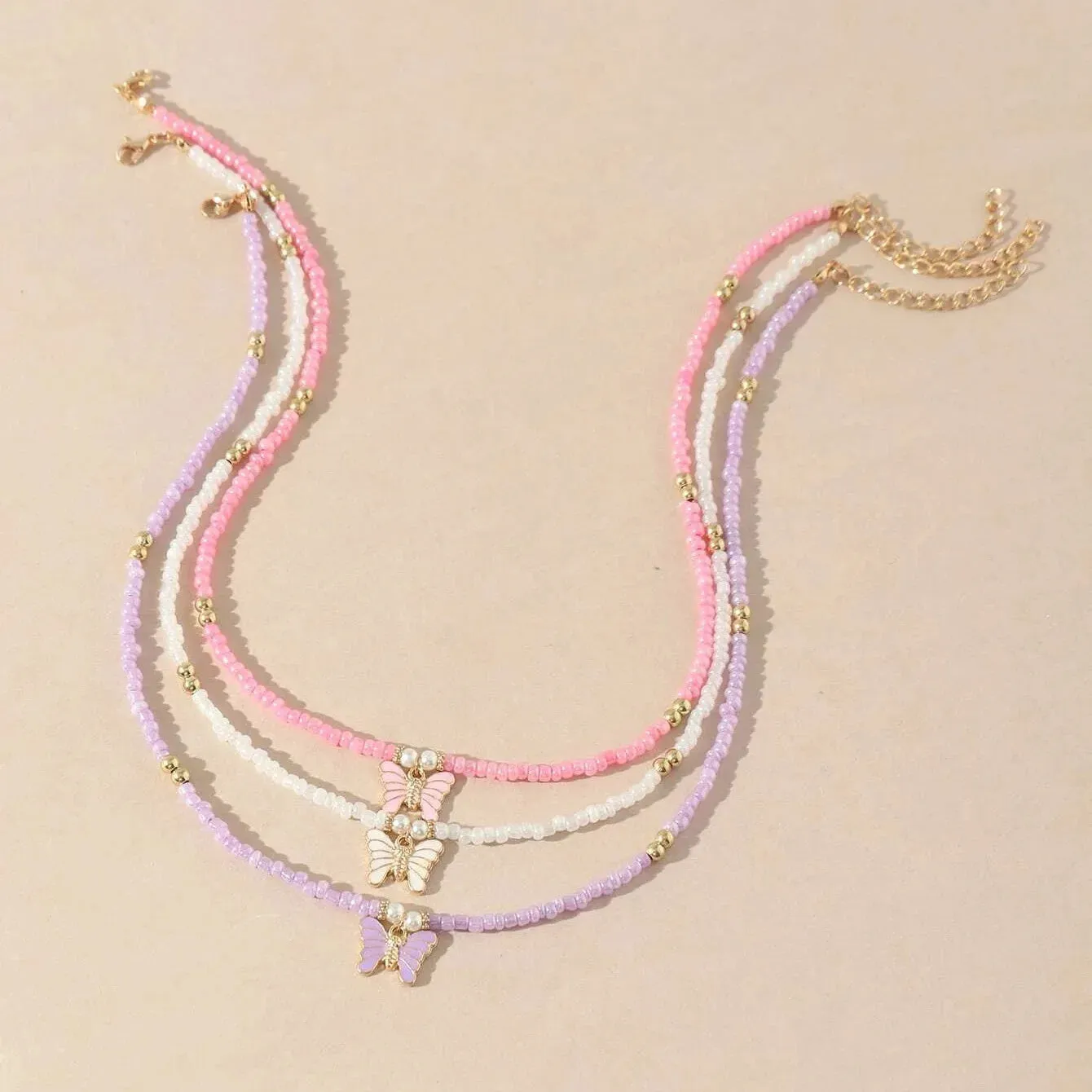 Kawaii Candy Butterfly Beaded Choker Necklace 🌈💖