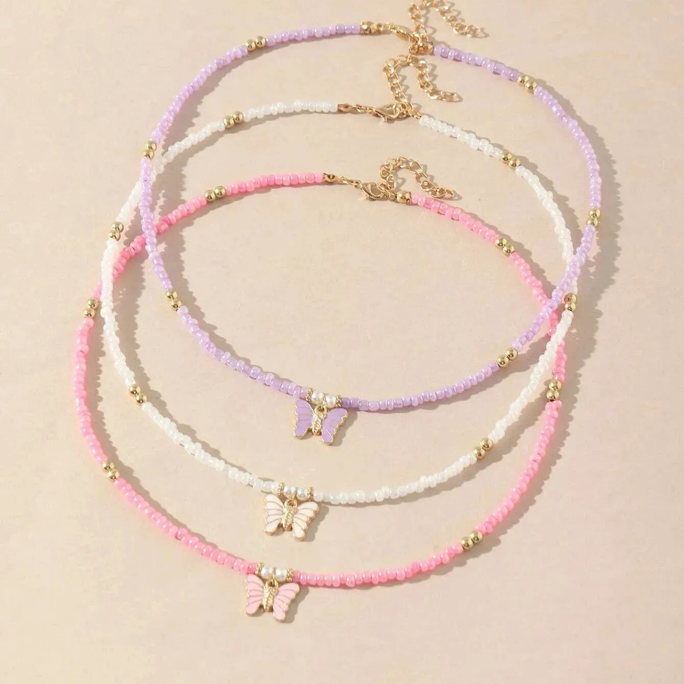 Kawaii Candy Butterfly Beaded Choker Necklace 🌈💖