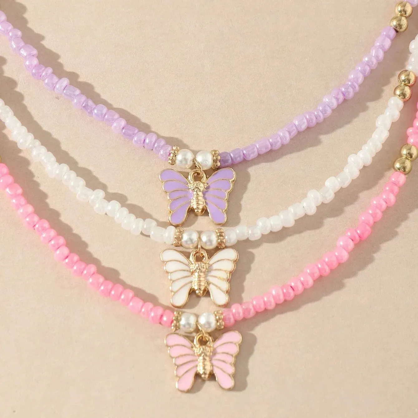 Kawaii Candy Butterfly Beaded Choker Necklace 🌈💖