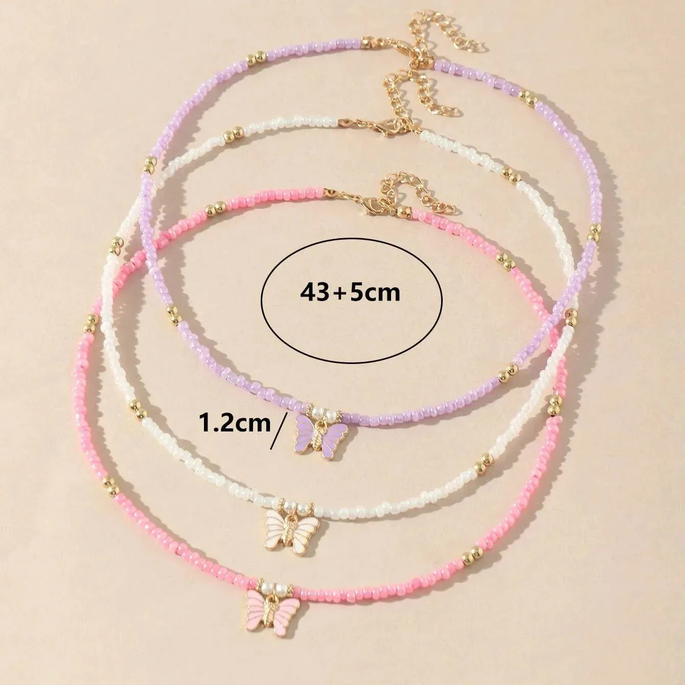 Kawaii Candy Butterfly Beaded Choker Necklace 🌈💖