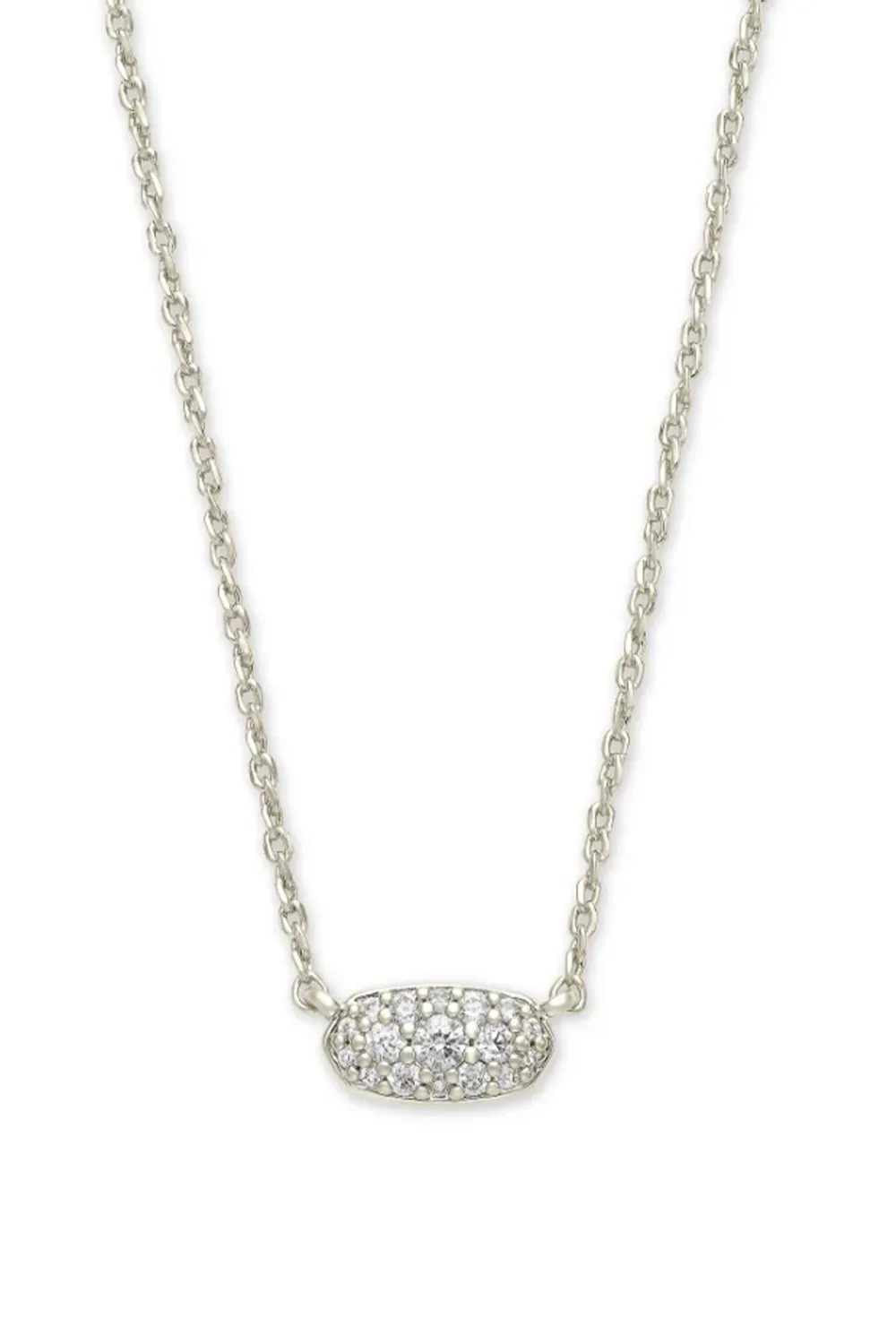 Kendra Scott Grayson Silver Crystal Pendant Necklace in White Crystal | 4217719933