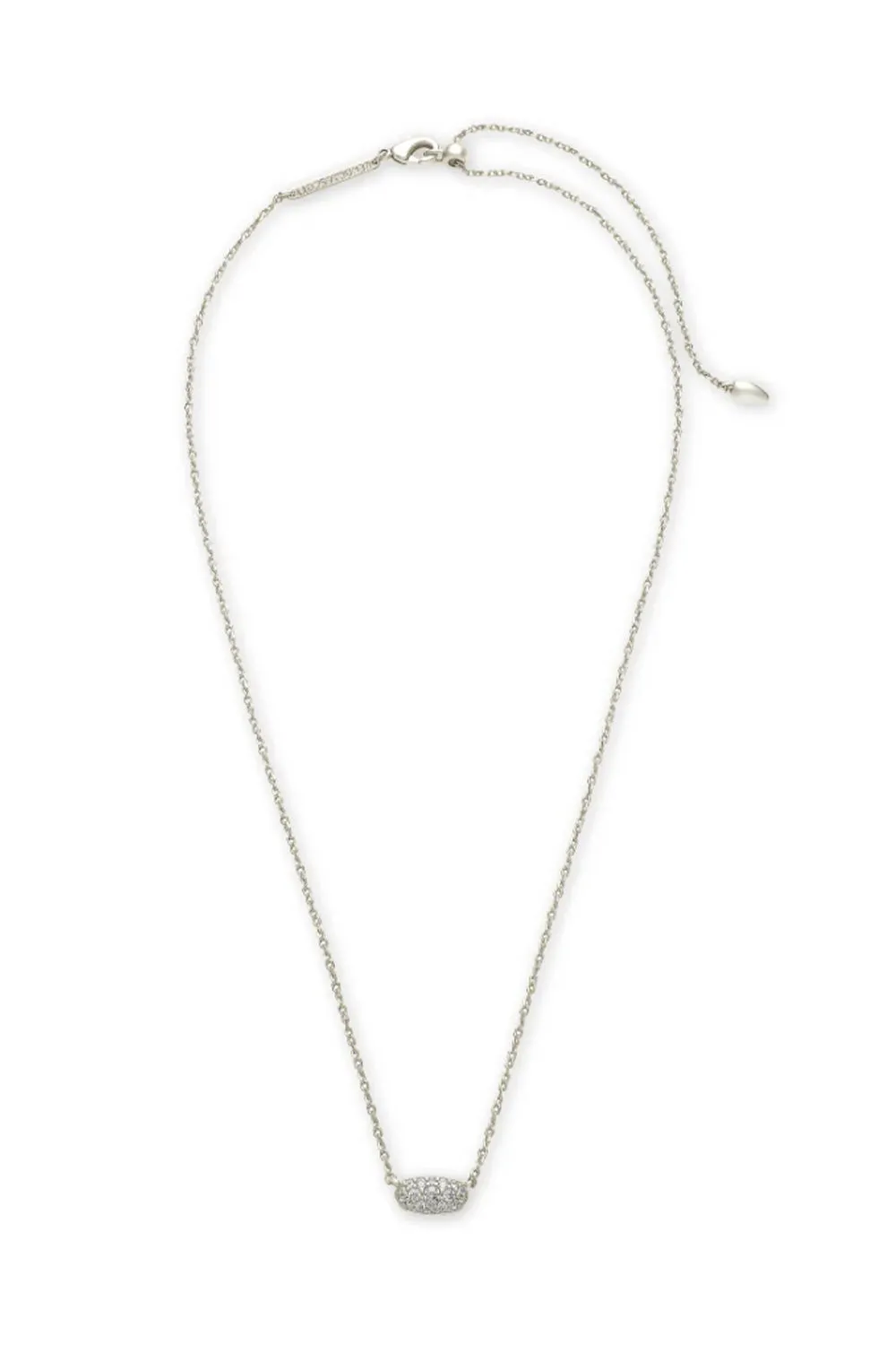 Kendra Scott Grayson Silver Crystal Pendant Necklace in White Crystal | 4217719933