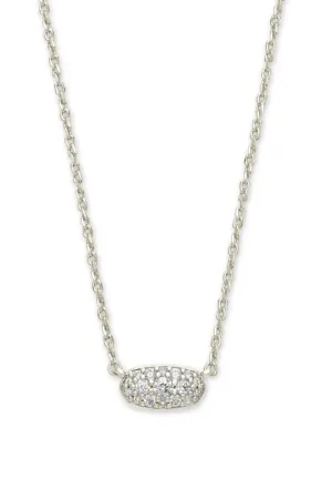 Kendra Scott Grayson Silver Crystal Pendant Necklace in White Crystal | 4217719933
