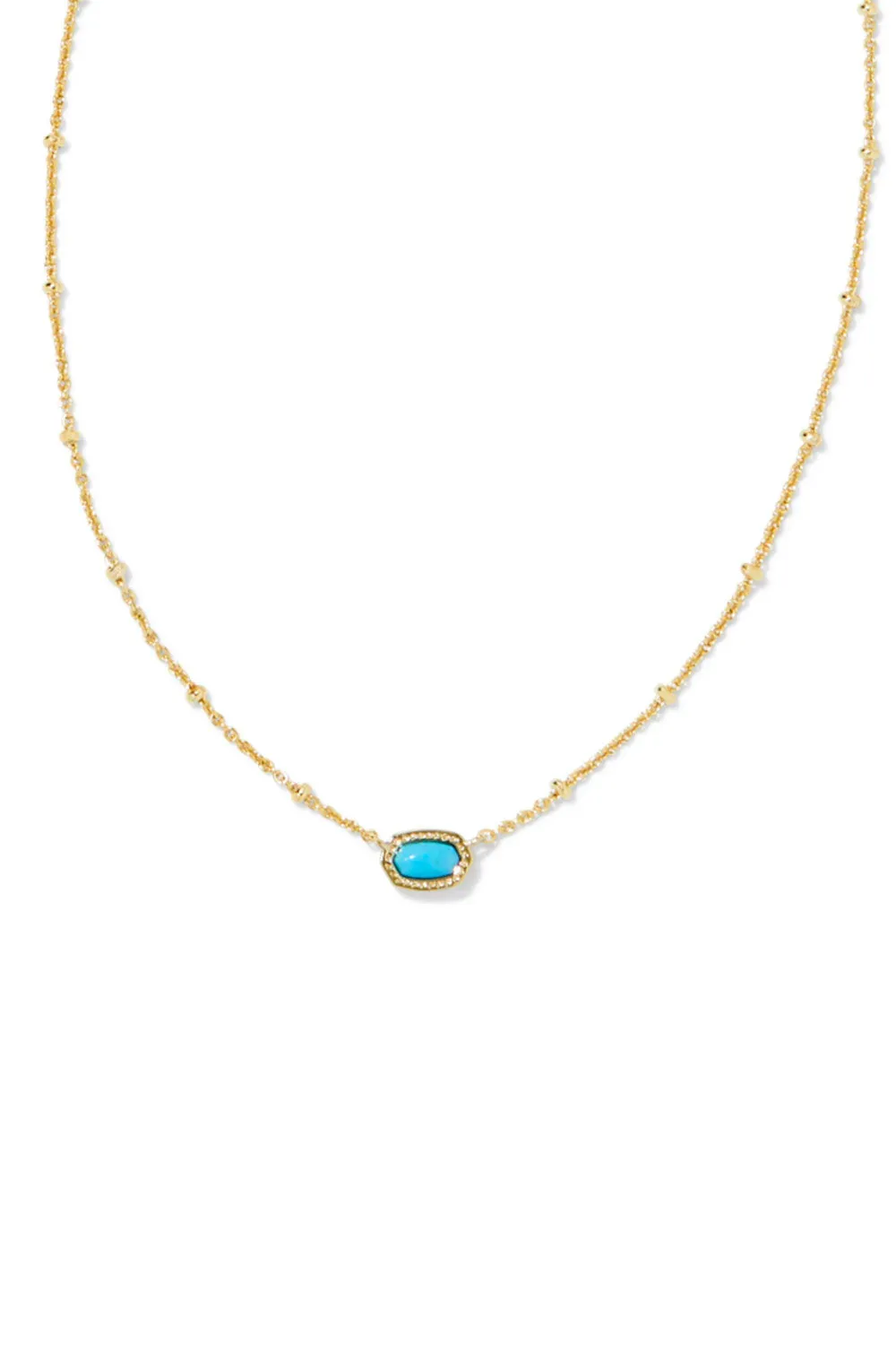 Kendra Scott Mini Elisa Gold Satellite Short Pendant Necklace in Turquoise Magnesite | 9608861352