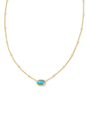 Kendra Scott Mini Elisa Gold Satellite Short Pendant Necklace in Turquoise Magnesite | 9608861352
