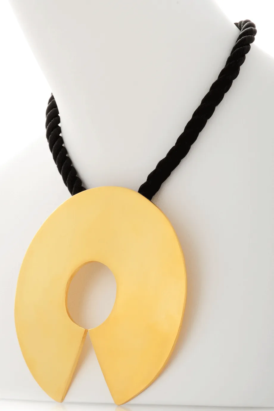 KENNETH JAY LANE ETHNIC Gold Disk Cord Pendant