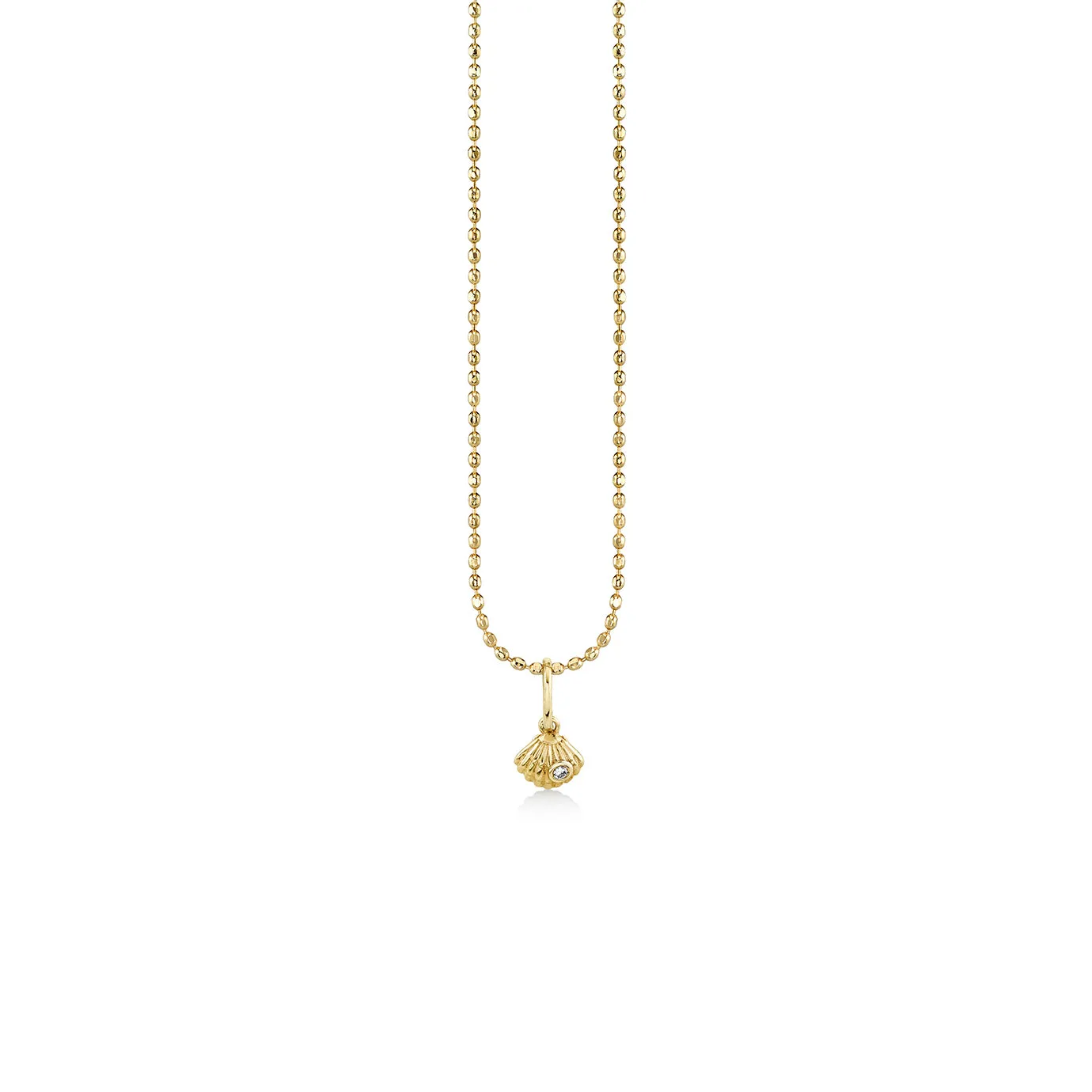 Kids Collection Gold & Diamond Tiny Clam Shell Charm