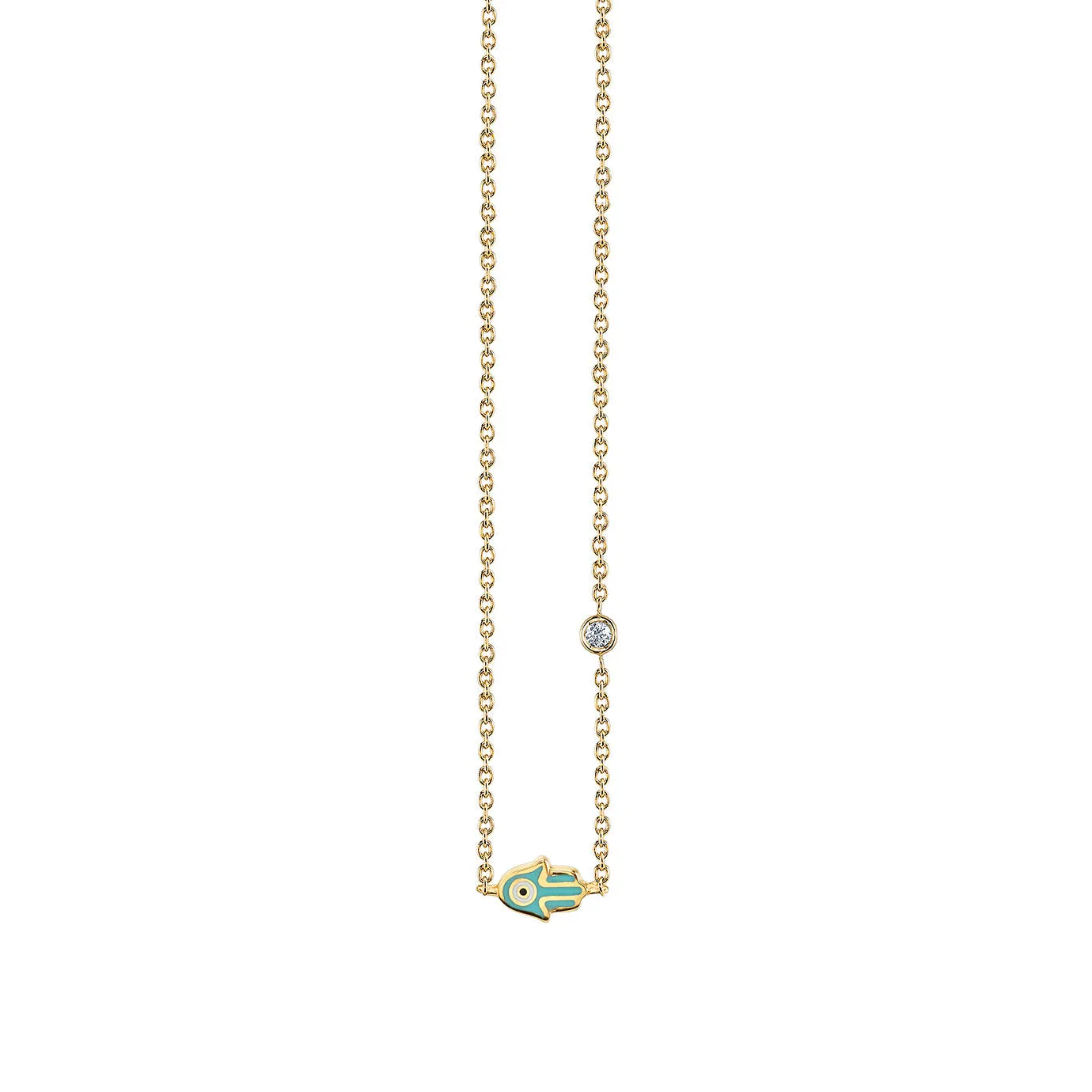 Kids Collection Gold & Turquoise Mini Enamel Hamsa Necklace
