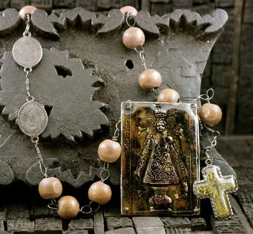 Kimmie Winter Wooden Rosary Necklace