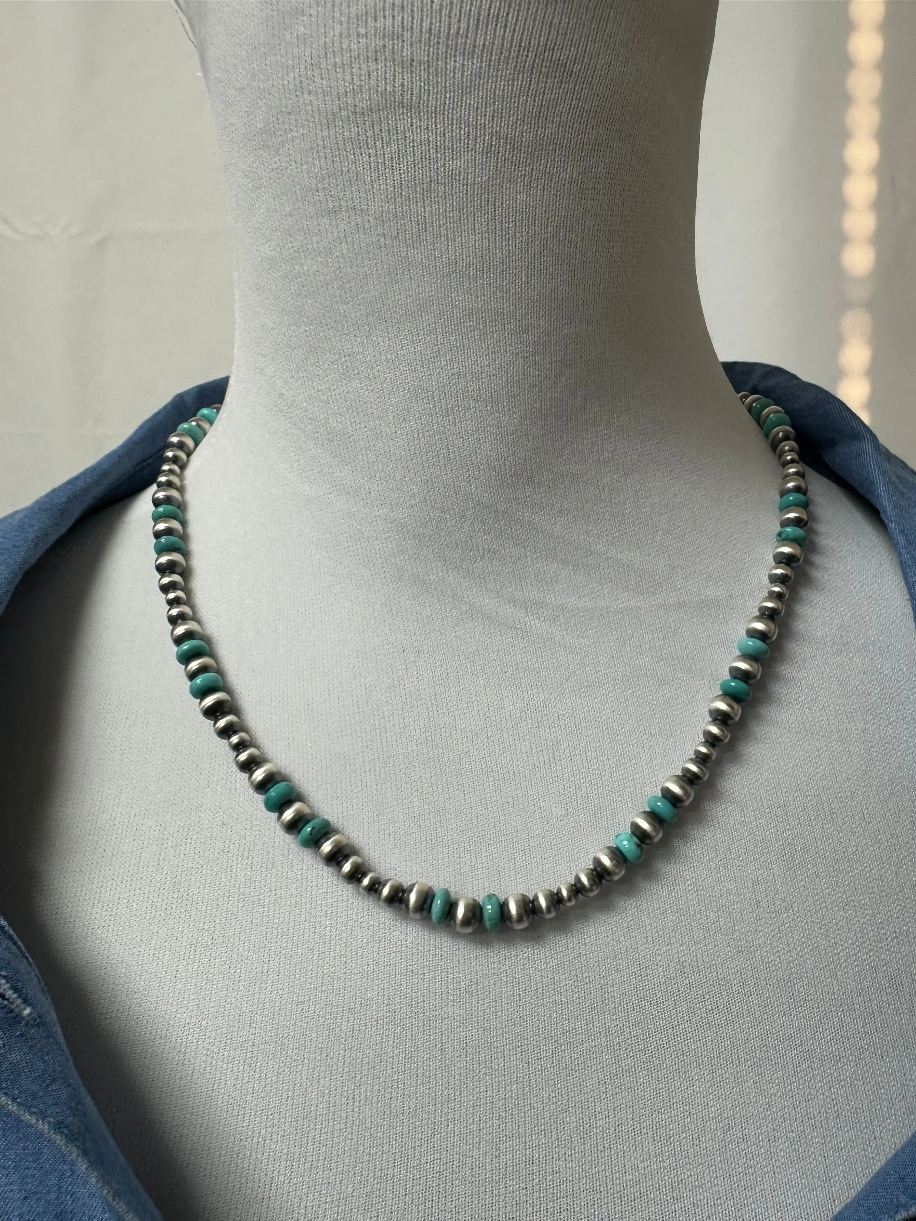 Kingman Turquoise & Pearl Necklace