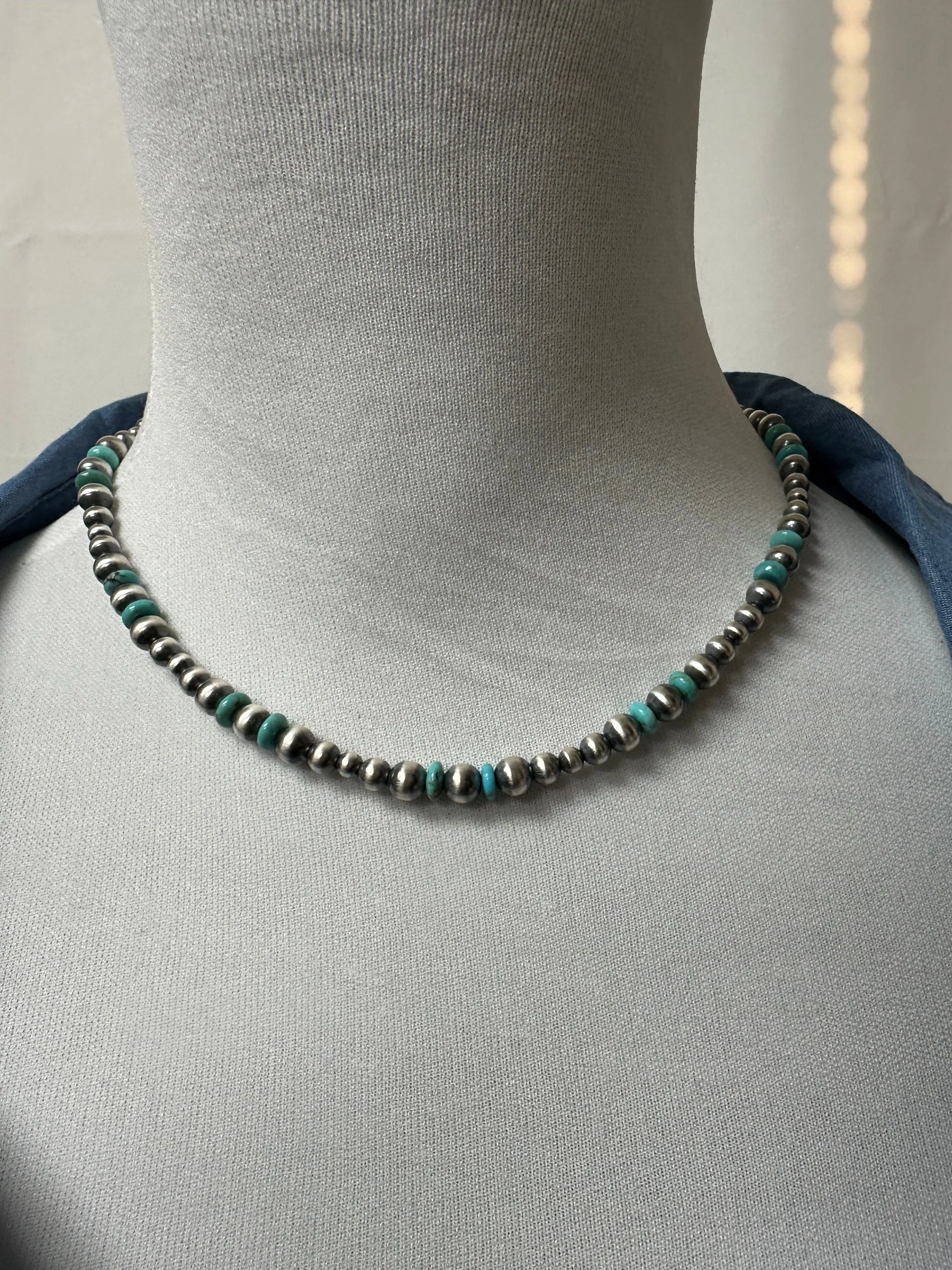 Kingman Turquoise & Pearl Necklace
