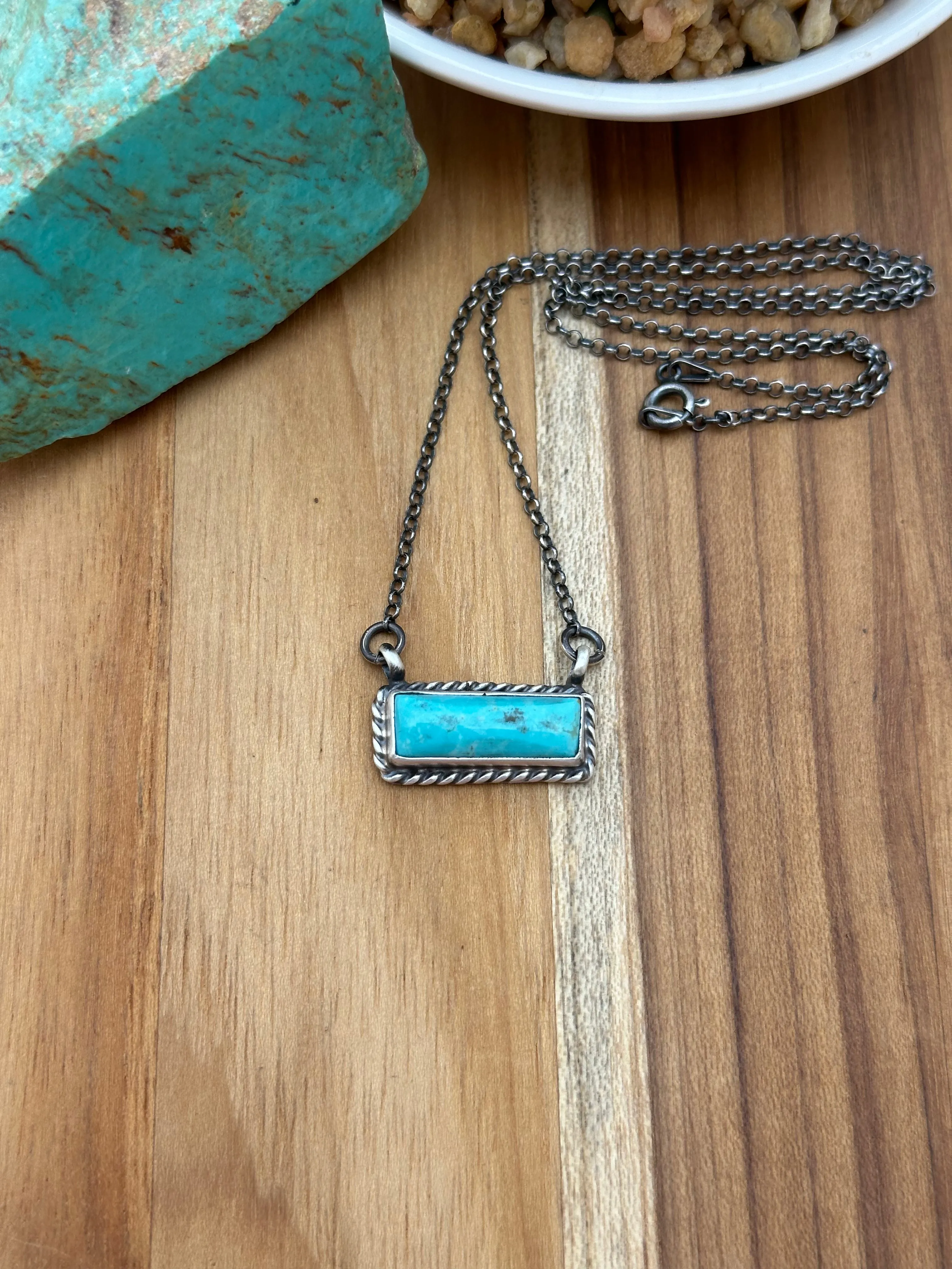 Kingman Turquoise Bar Necklace
