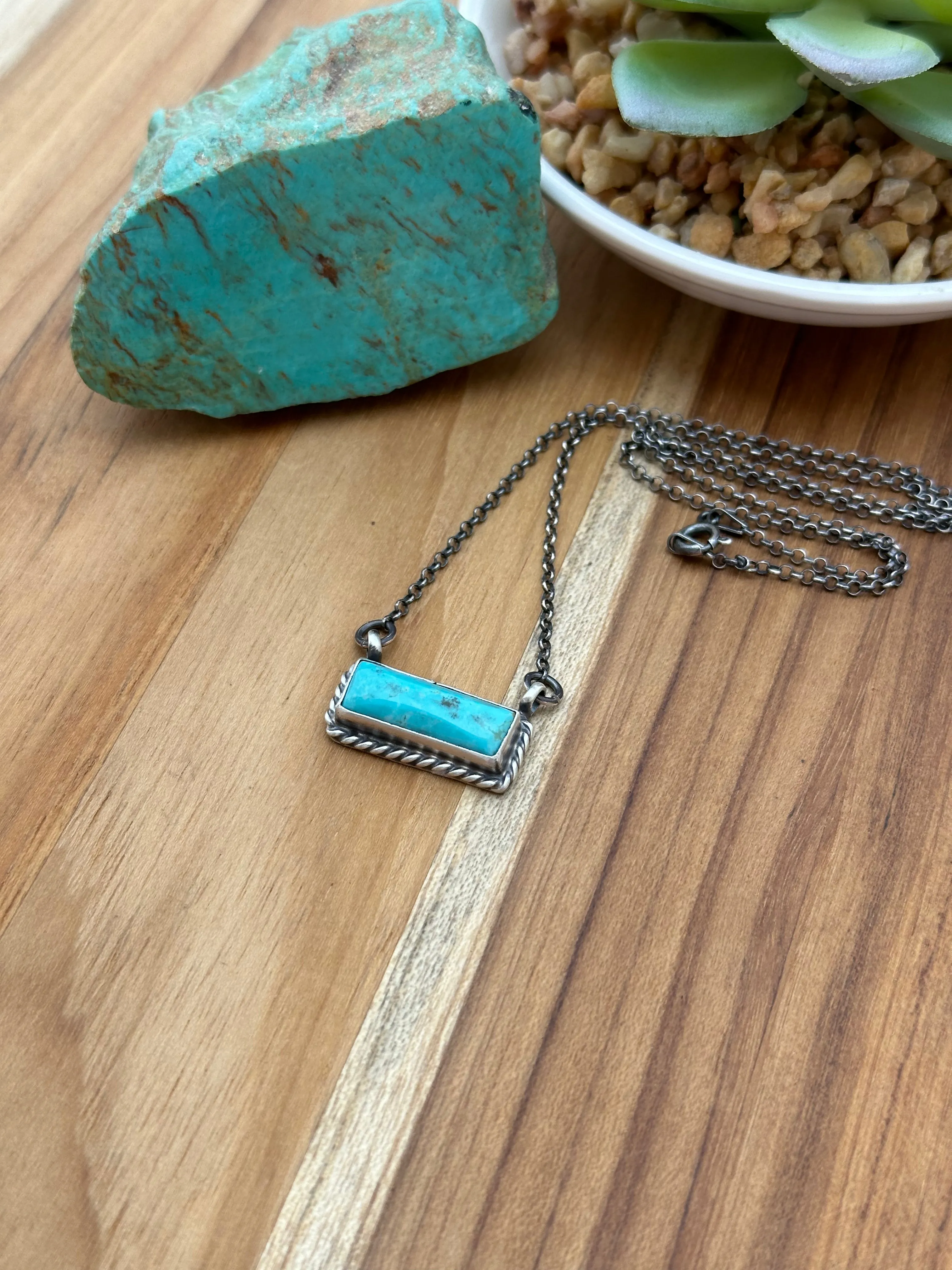 Kingman Turquoise Bar Necklace