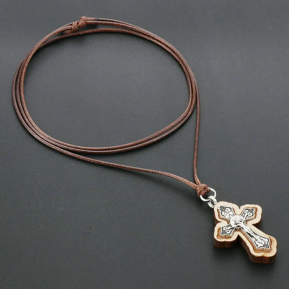 Knights Templar Necklace - Wooden Jerusalem Cross
