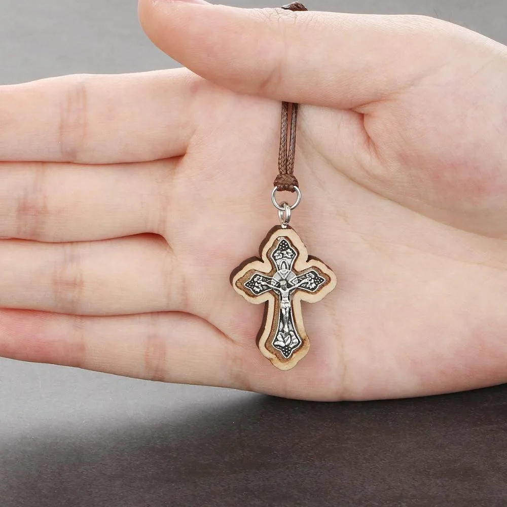 Knights Templar Necklace - Wooden Jerusalem Cross