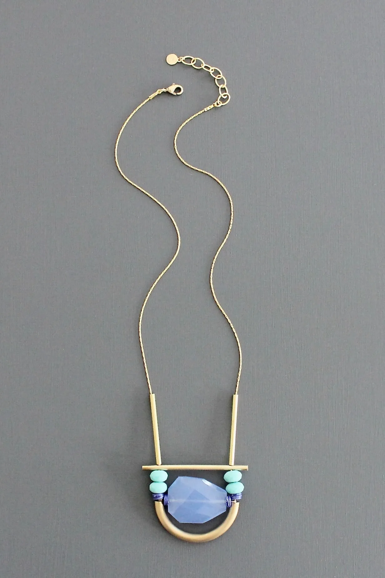 KYL222 turquoise and lavender geometric necklace