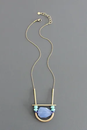 KYL222 turquoise and lavender geometric necklace
