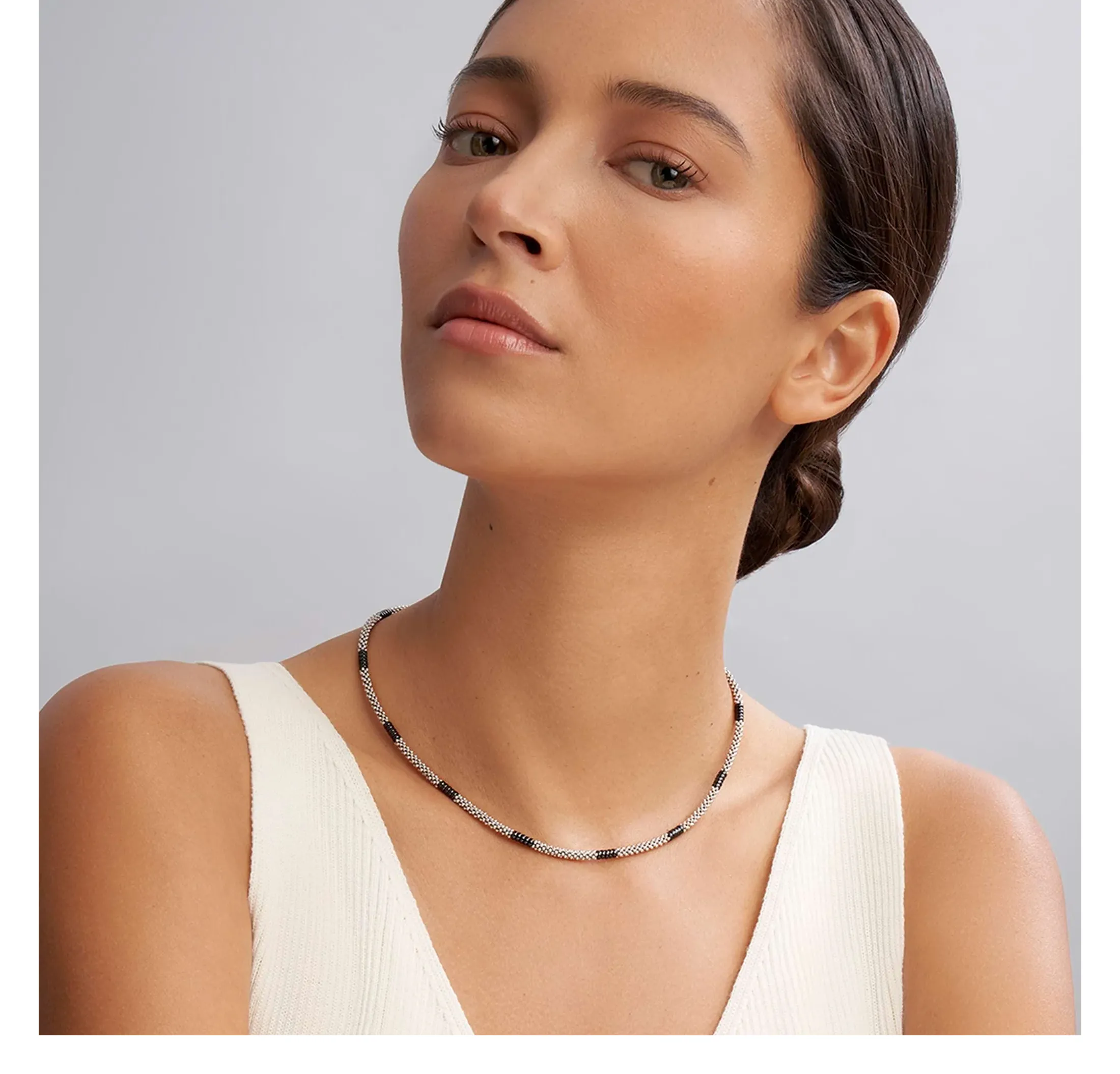 LAGOS Black Caviar Silver Station Ceramic Beaded Necklace