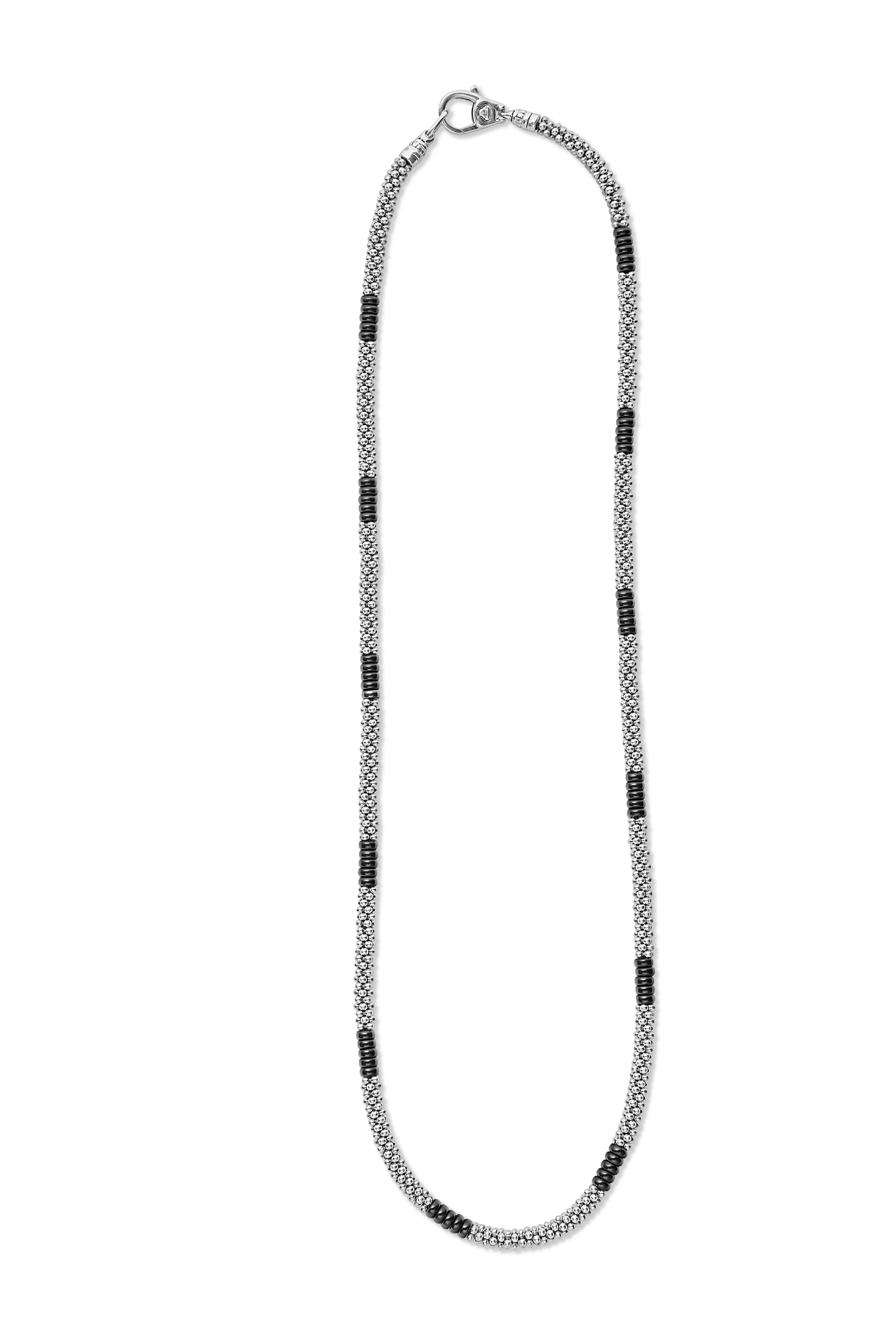 LAGOS Black Caviar Silver Station Ceramic Beaded Necklace