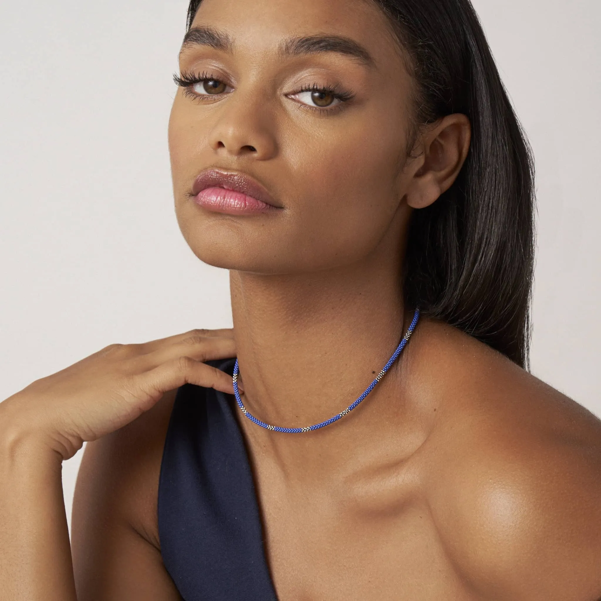 LAGOS Blue Caviar Silver Station Ceramic Beaded Necklace