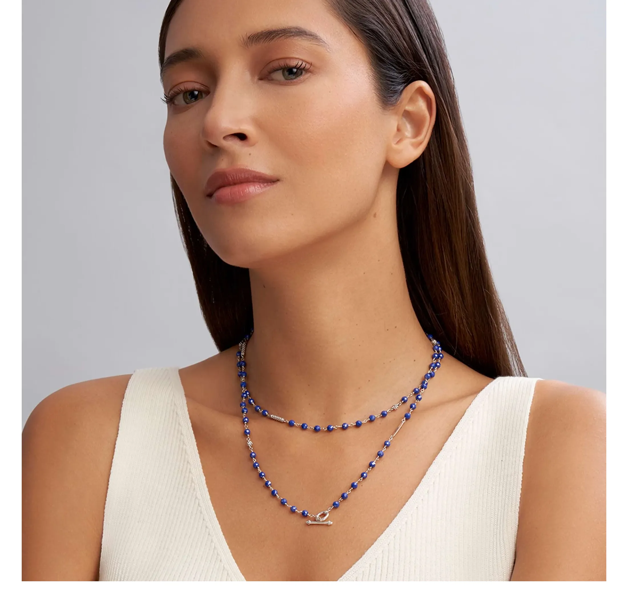 LAGOS Caviar Icon Long Ultramarine Ceramic Beaded Necklace