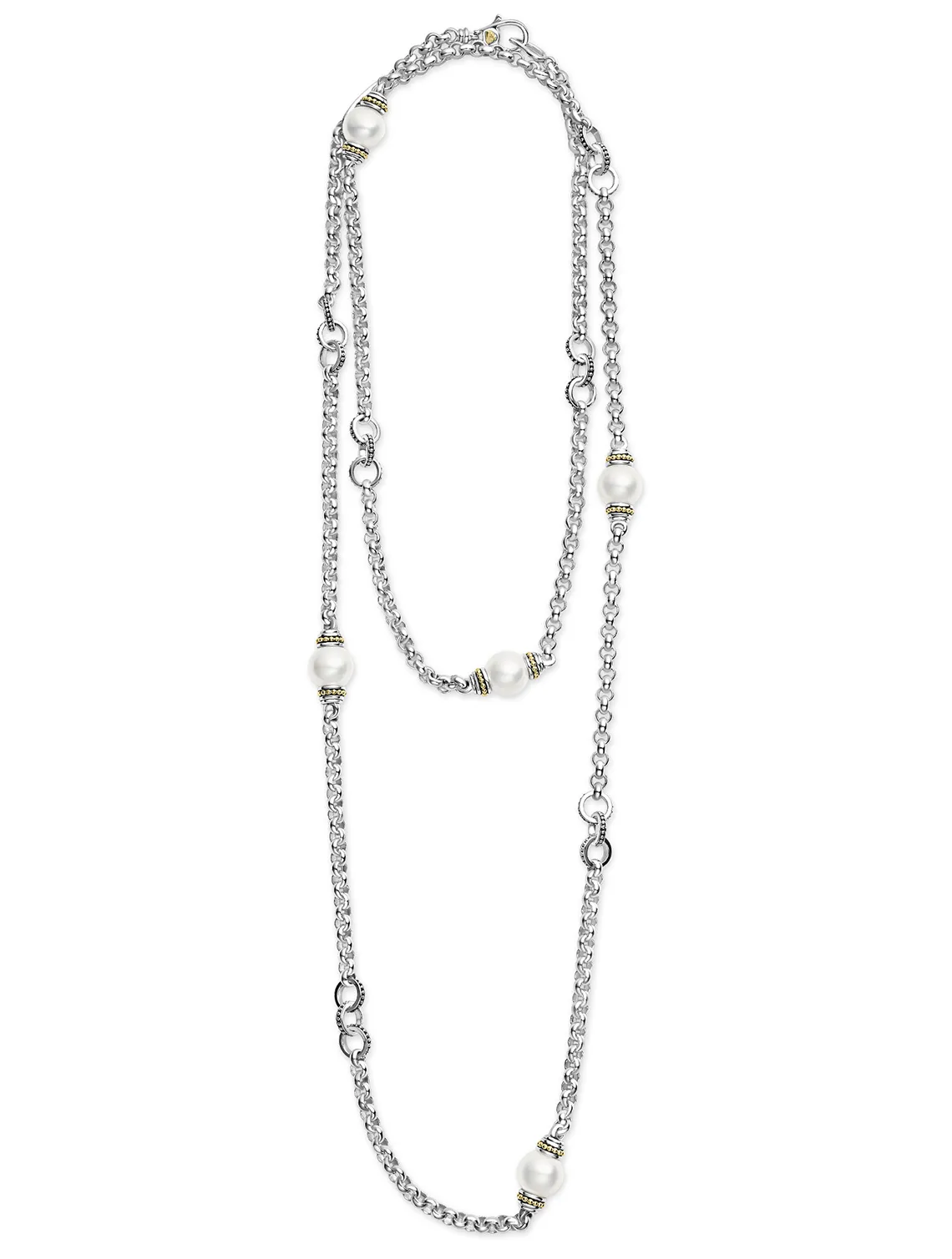 LAGOS Signature Caviar Five Pearl Link Necklace