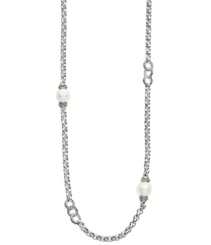 LAGOS Signature Caviar Five Pearl Link Necklace