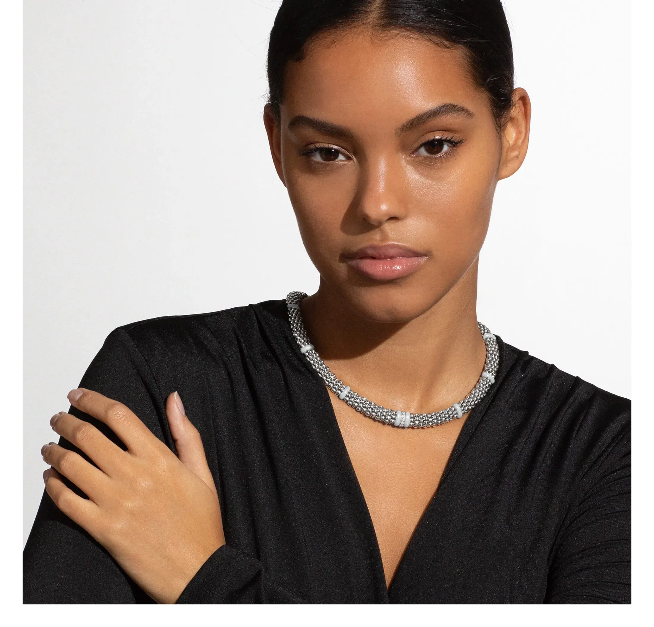 LAGOS White Caviar Single Station Diamond Caviar Necklace