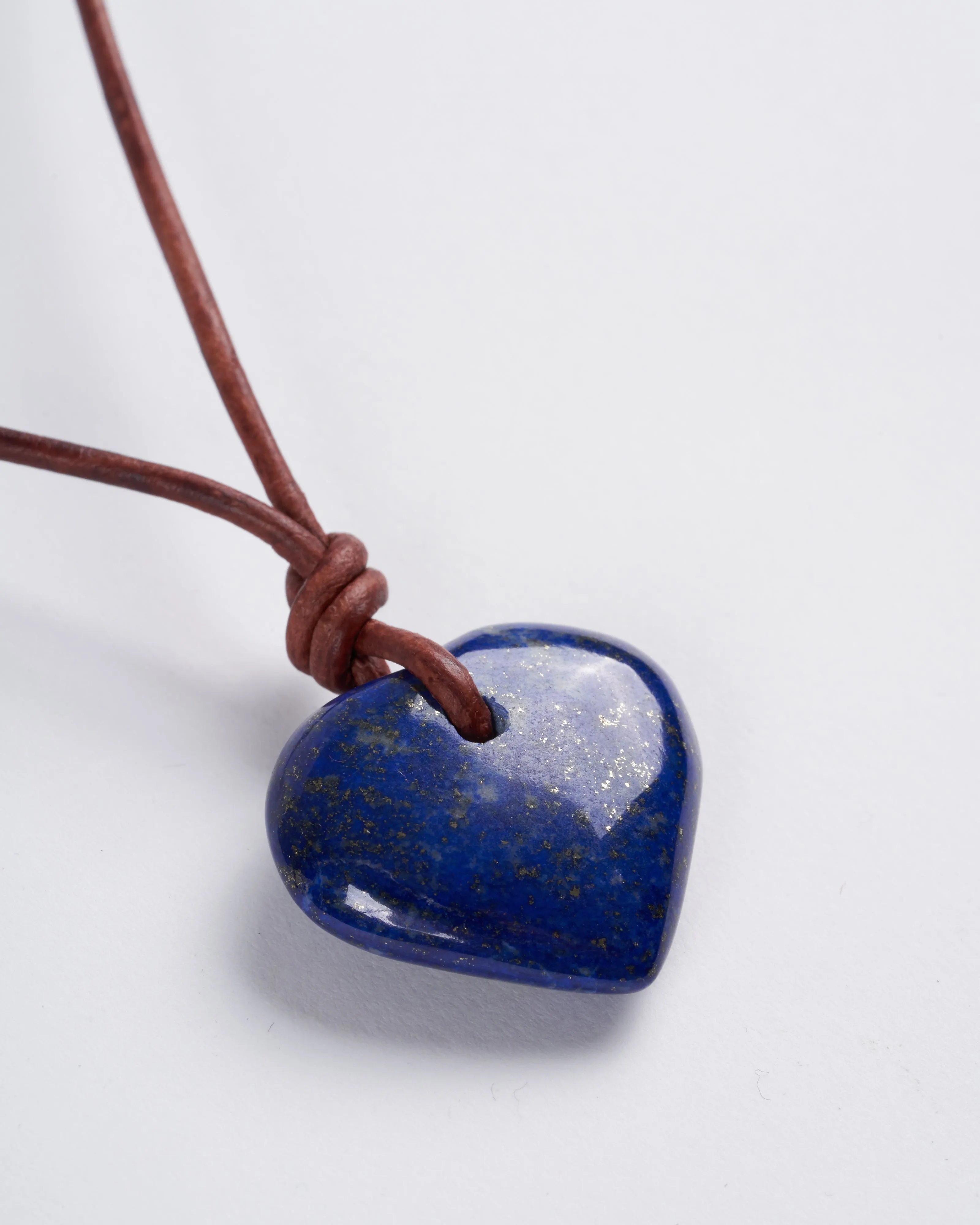 lapis heart on leather - stone blue